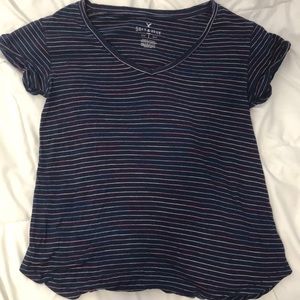 American Eagle purple and black striped tee